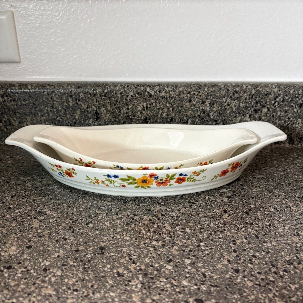 Vintage Corning Ware Wildflowers Bake Serv 'n Store Baking Dishes Bundle